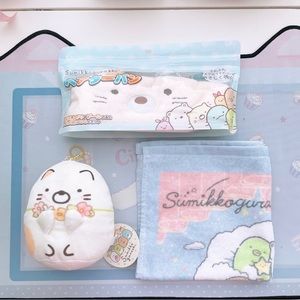 BUNDLE Sumikko Gurashi San X Japan Plush, Towel & Headband bundle set